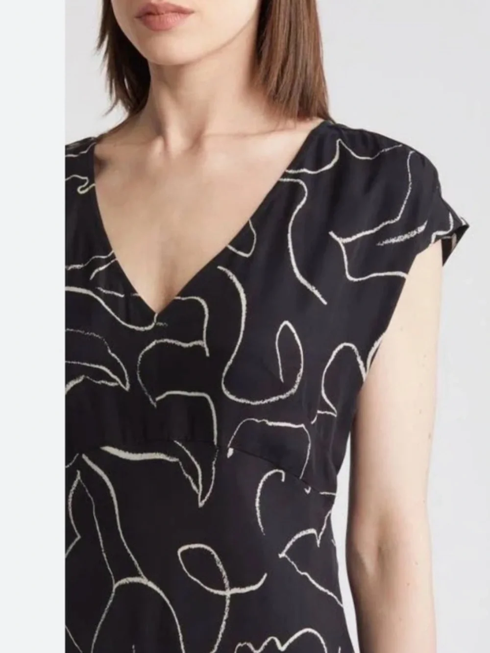 NWT Madewell Marianna Black Floral V-Neck Cupro Blend Maxi Dress #P0925 Sz 16